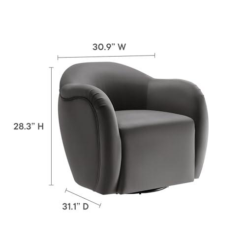 Modway Modway Compose Performance Velvet Swivel Armchair in Storm Gray - Barrel Accent Chair - Comfy Round Single Sofa Chair with 360 Rotation - Modern Upholstered Club Chair for Living Room, Bedroom