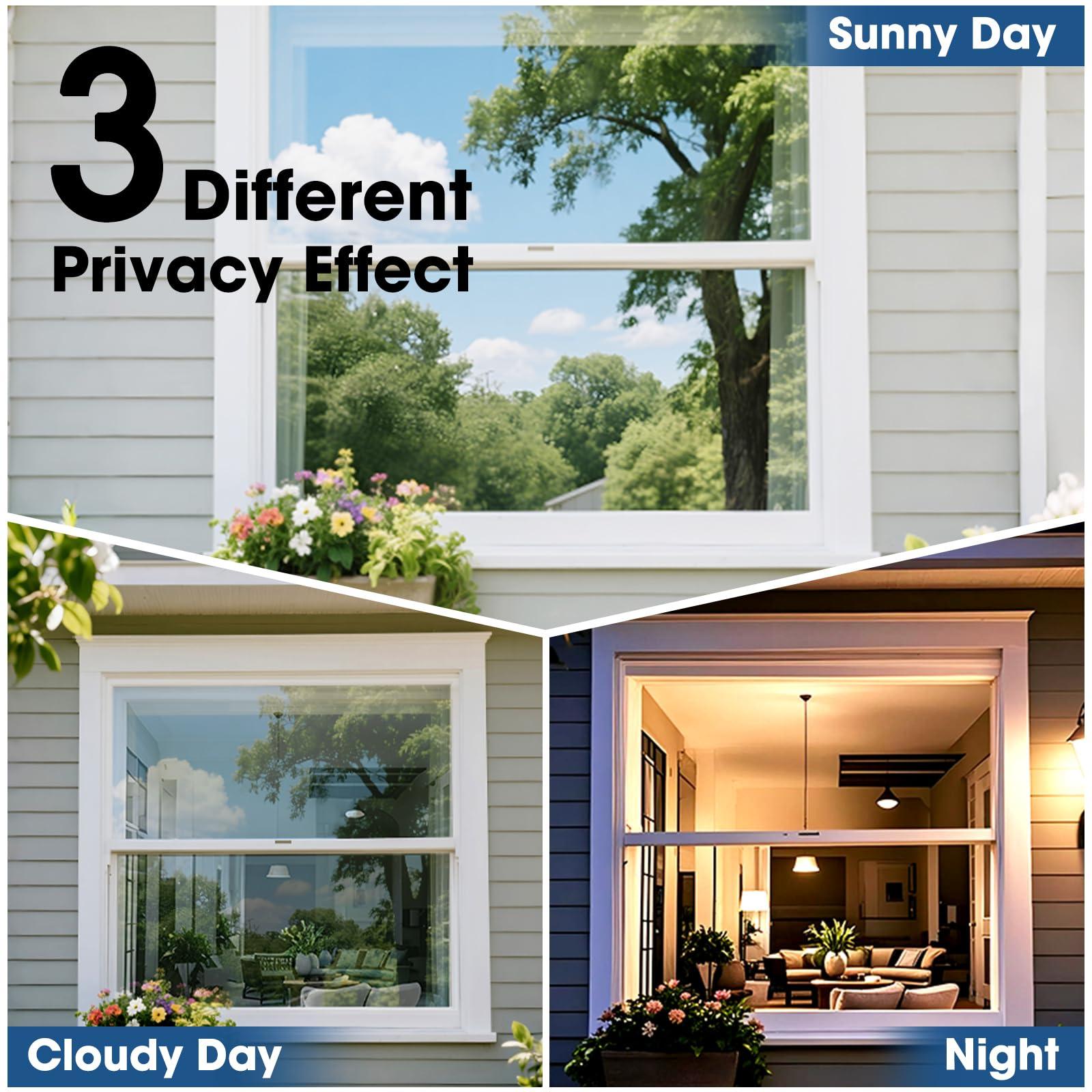 Coavas Coavas One Way Privacy Window Film, Daytime Window Film See Out Not in, Reflective Window Tint Heat Blocking, Static Cling for Home Office, 35.4 Inch X 9.8 Feet