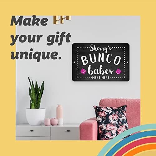 Pattern Pop Personalized Chalkboard Bunco Babes Meet Here Metal Room Sign (8x12 Inches)