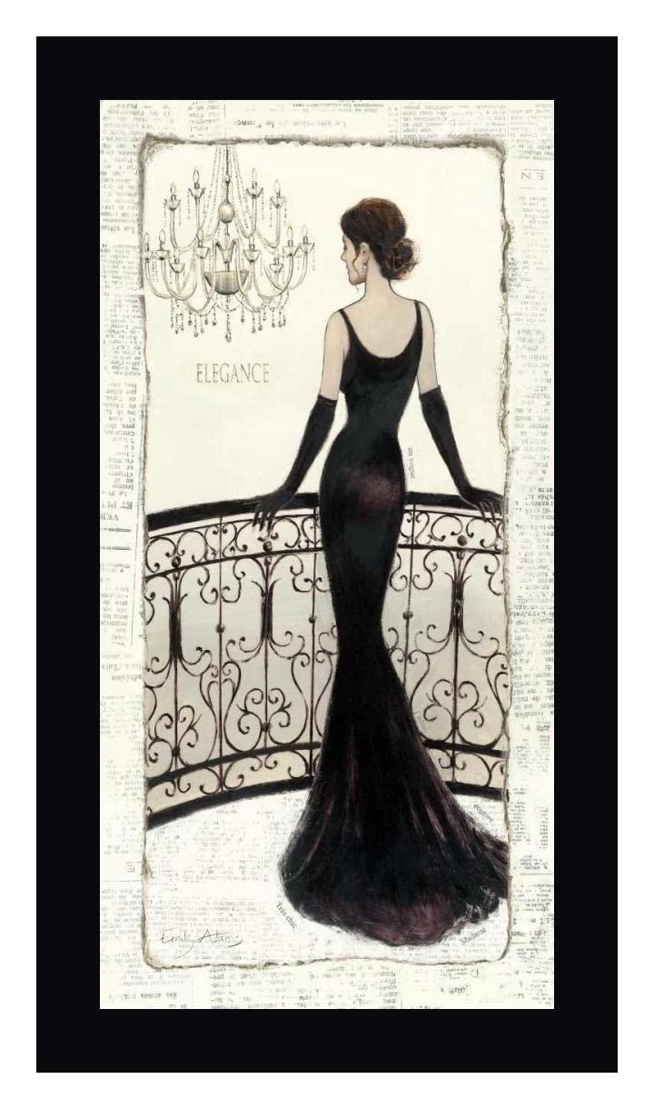 Canvas Art USA La Belle Noir by Emily Adams - 17\" x 30\" Framed Canvas Art Print - Black Frame - Ready to Hang