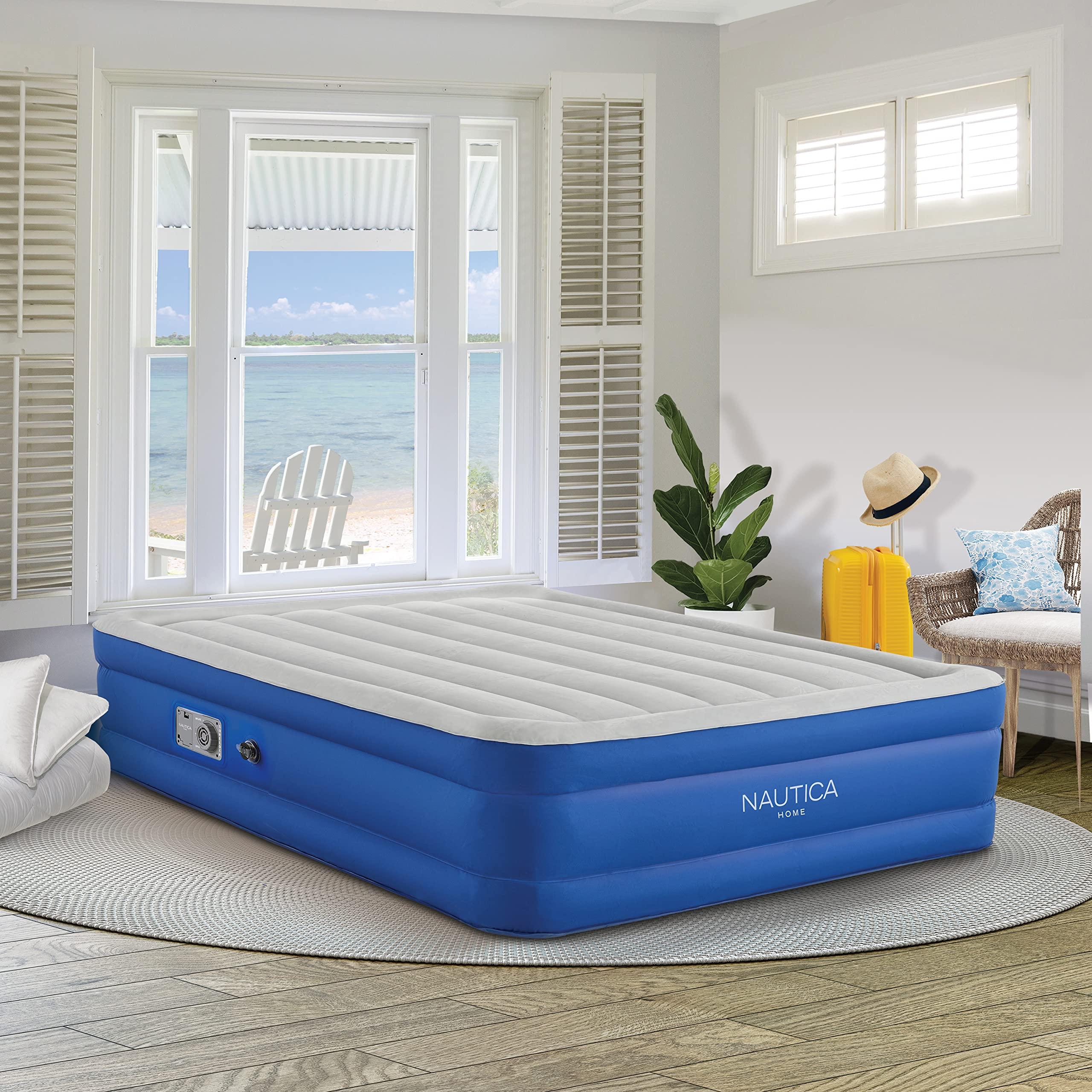 Nautica Nautica Home Plush Aire Air Mattress Inflatable Bed for Guests, Travel and Camping: Support Comfort System with Puncture Resistance Vinyl Topper, Queen