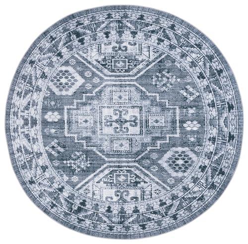 Safavieh SAFAVIEH Arizona Collection Round Rug - 6' Round, Grey Green & Ivory, Traditional Design, Washable & Slip Resistant, Ideal for High Traffic Areas in Living Room, Bedroom & Dining Room (ARZ108F-6R)