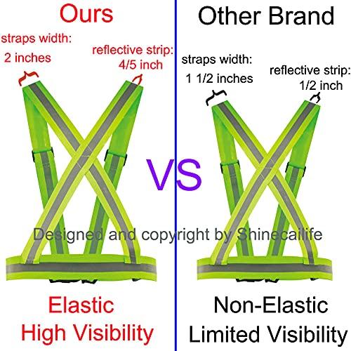 Shinecailife Shinecailife Extra Wide/Big High Visibility Safety Reflective Vest,2\" Wide Strap,0.8\" Wide Reflective Strip,Adjustable,Elastic for Safety Running,Construction,Cycling,Walking,Size 24-36(3XL-5XL)