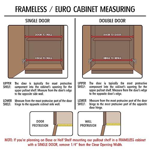 Shelves That Slide Sliding Pull-Out Shelf for Cabinets (Kitchen Cupboards, Pantry Drawers, Bathroom Storage) 2 3/8\" Tall - 3/4 Slides & Base Mounting - Custom Clear Opening Width & Depth: (26.750\" (3/4), 19.75\" (3/4))
