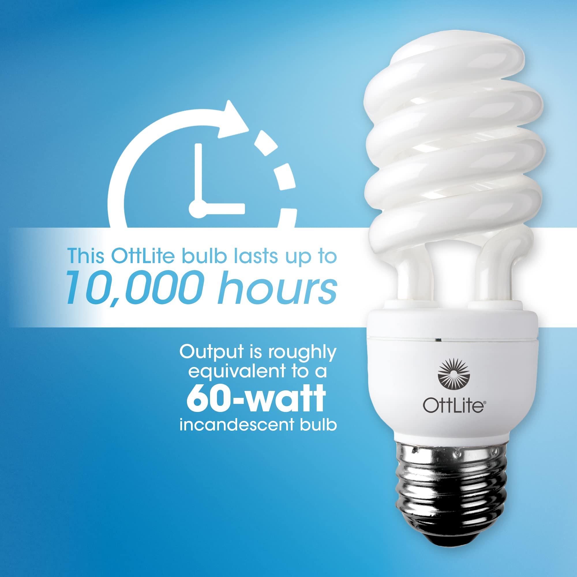 OttLite OttLite 15W Swirl Screw in Light Bulb - Compact Fluorescent Light Bulbs Replacement - Bright Natural Daylight for Bedroom, Living Room, Home Office, & Garage - Low Heat & Glare for Reduced Eyestrain