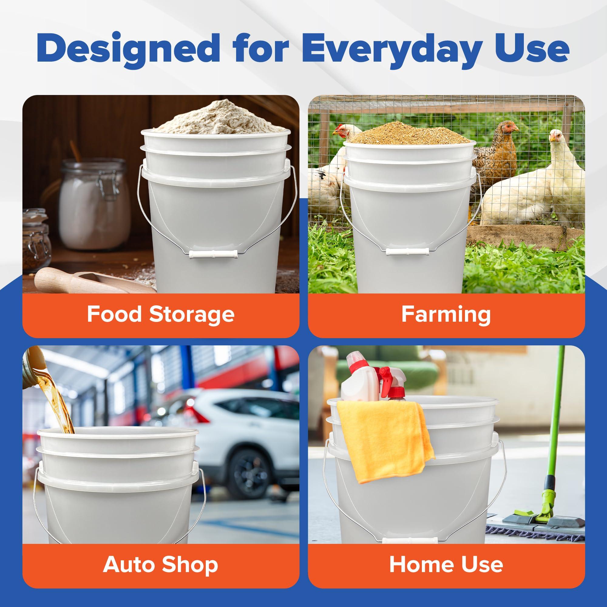 ePackageSupply ePackageSupply 5 Gallon White Bucket Pail Container with Airtight Lid I Food Grade Bucket | BPA-Free I Heavy Duty & Durable | 90 Mil Thick Premium HPDE Plastic | 1 Count |Made in USA