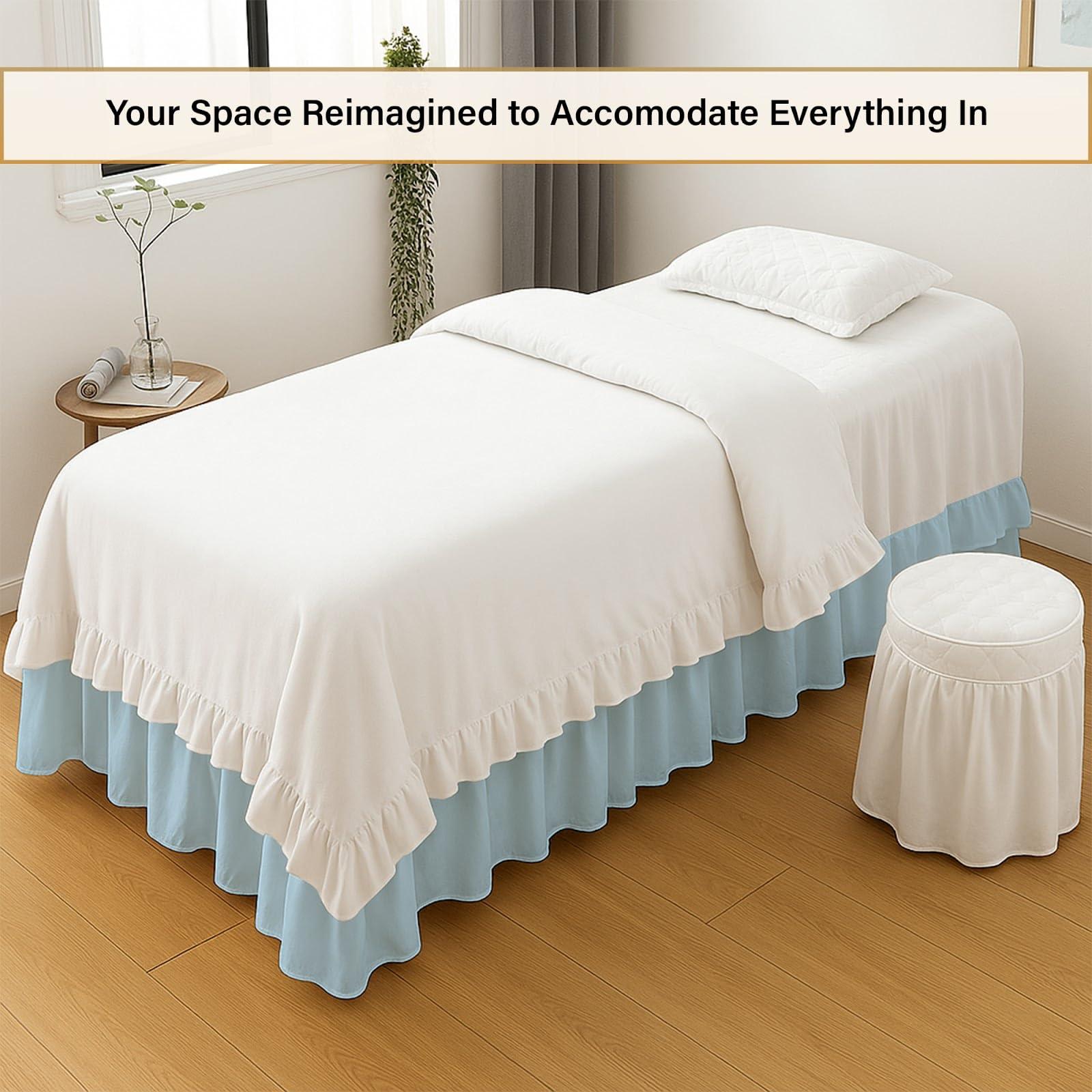 Olivialinen Dorm Room Bed Skirt - College Dorm Bed Skirt - Extra Long Bed Skirts for Dorm Rooms - Elegant Design Brushed Microfiber- Long Bed Skirt Dorm (Light Blue Solid, Twin XL/46 Drop)