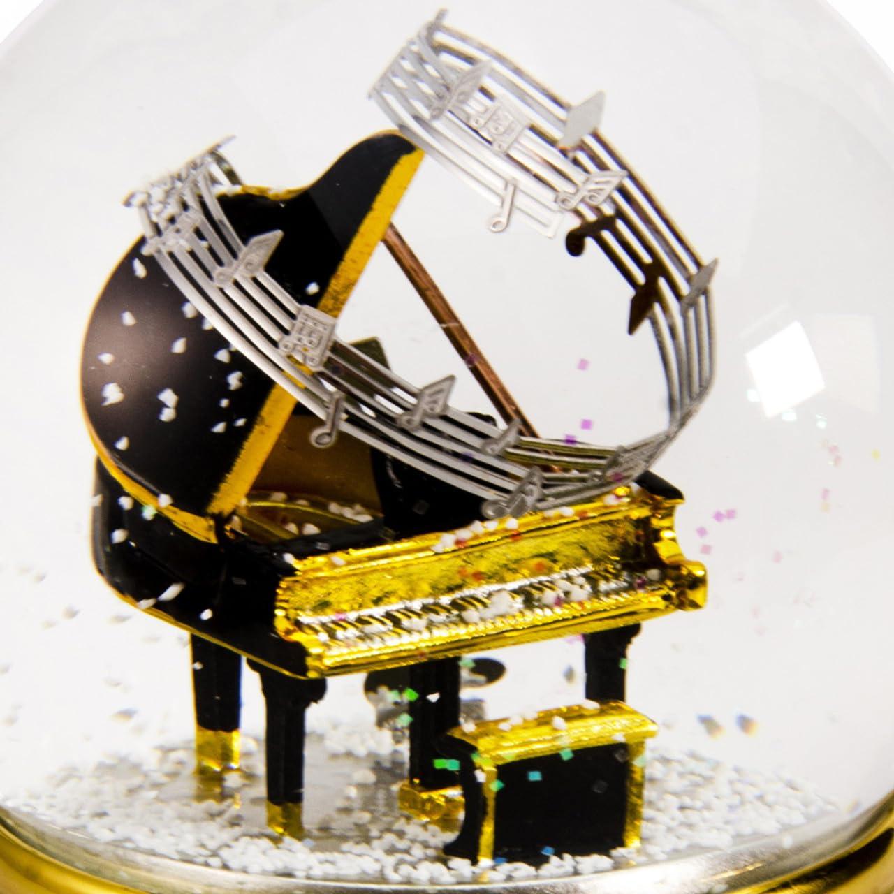 MusicBoxAttic Music Theme Grand Piano with Painted Base Musical Water/Snow Globe - Many Songs to Choose - Nutcracker Suite