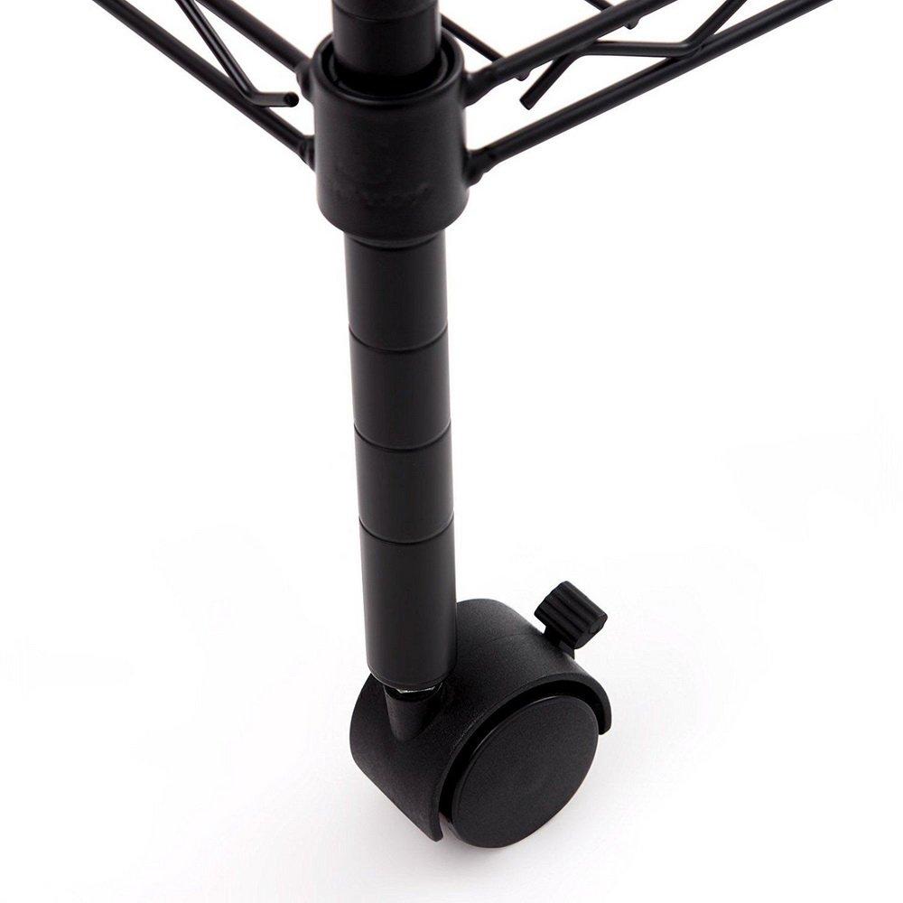 Hikarinowa 2 Tier Wire Rolling Storage Rack,Heavy Duty Adjustable Metal Wire Storage Shelving Units,Metal Kitchen Rolling Storage Cart,Wire Rolling Utility Cart,with Wheels,for Home,Office (Black-B, 60x35x85cm)