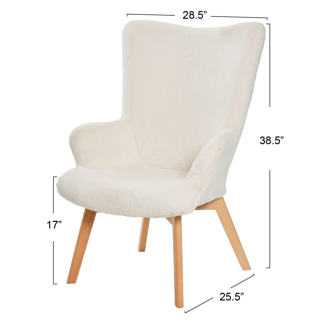 Creative Co-Op Creative Co-Op Plush Wingback Chair, White