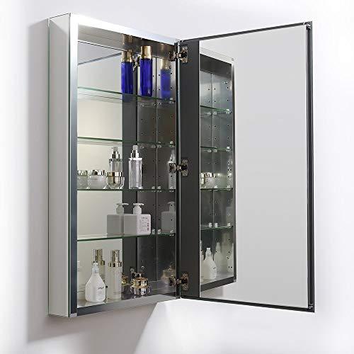 Fresca Fresca Bath 20\" W x 36\" H Modern Bathroom Medicine Cabinet with Mirrors, Recessed or Wall-Mount Installation, 4 Adjustable Glass Shelves, 1 Mirrored Door - #FMC8059