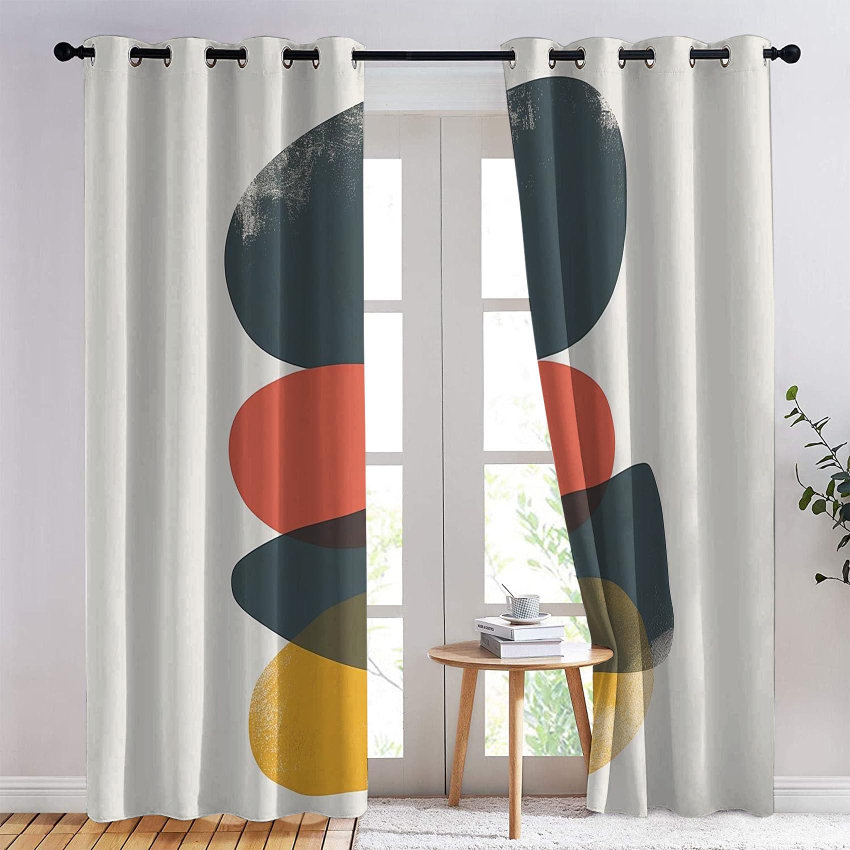 HomeLoft Basics Geometric Curtains, Abstract Blackout Curtains, Modern Drapes, for Living Room Bedroom Curtains, Thermal Insulated & Soft, Room Darkening Grommet Curtains, 2 Panels, 52Wx90L B75-&