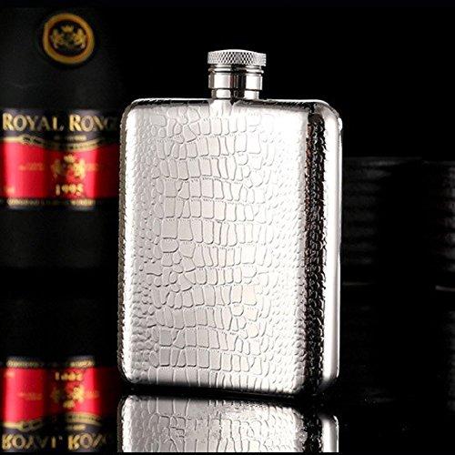 LANZON LANZON Hip Flask with Funnel, All 18/8 304 Food Grade Stainless Steel Curved Pocket Flask for Liquor | 6 OZ Capacity | Gift Boxed (Cobblestones Pattern)