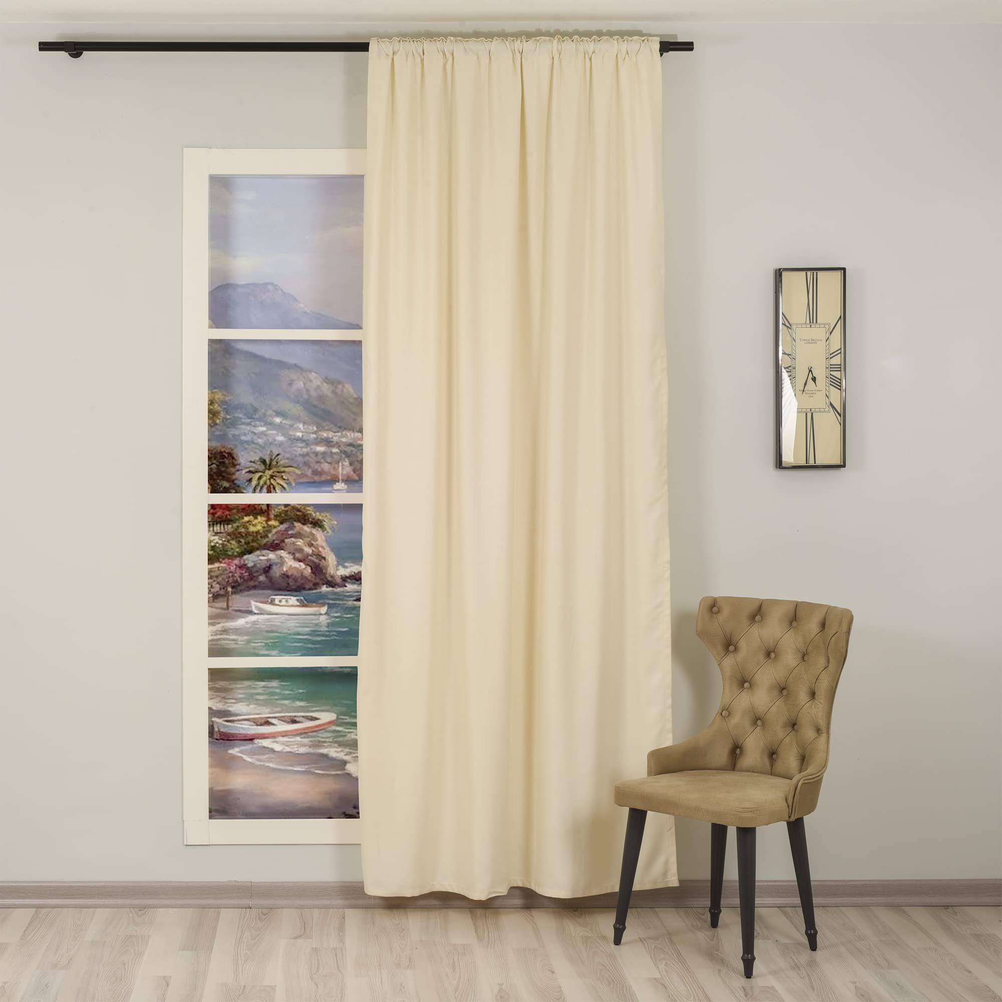 CASANEMA CASANEMA Home Decor Curtains Extra Long Luxury Colors Linen Look Made in Turkey Hanging Back Tab (1 Panel) Home Decor - Cream (52" W x 156" L)