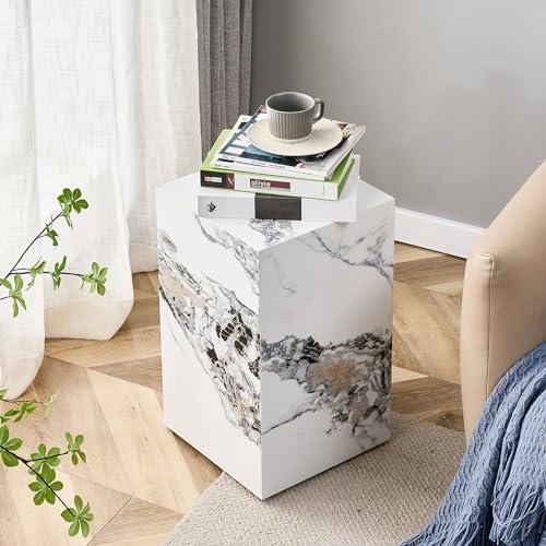 YiaFurio YiaFurio Cube End Table Wood Grain,Modern Side Table for Living Room,Contemporary Nightstand Table Sofa Table for Home,No Assembly