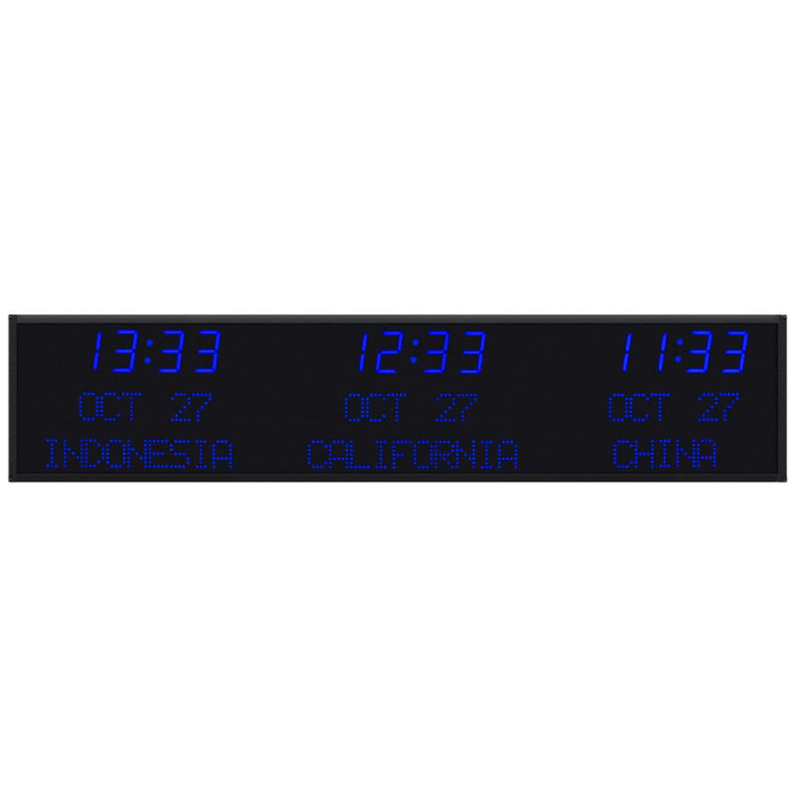 JDXQBLD JDXQBLD 3 Time Zone Wall Large Clocks, World Time Zones Clock, Editable City Name and Time and Date, Big Size Display, for Home Living Room Office (Red)