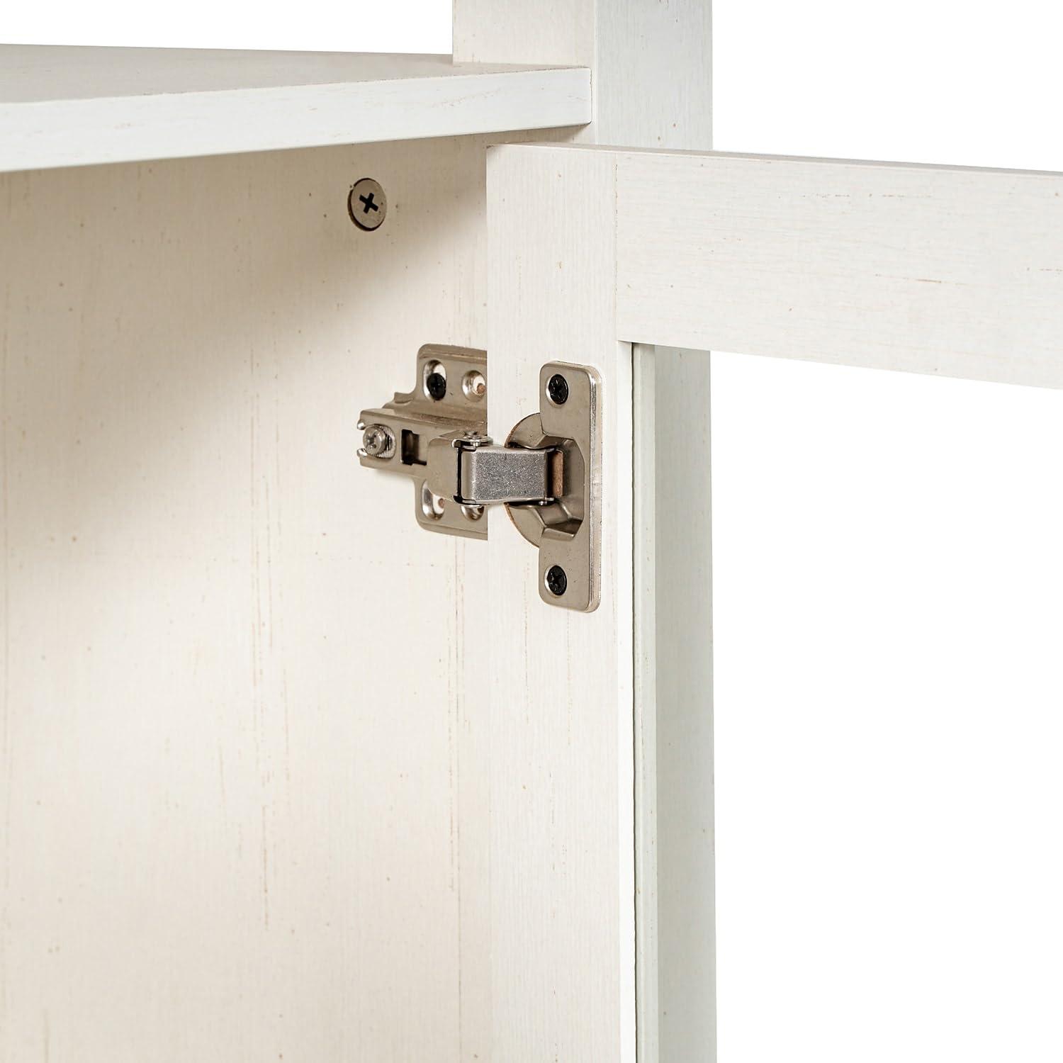 Flash Furniture Flash Furniture Stella Modern Farmhouse Wooden Bookcase and Storage Cabinet with Tempered Glass Doors and 3 Upper Shelves, Set of 1, White