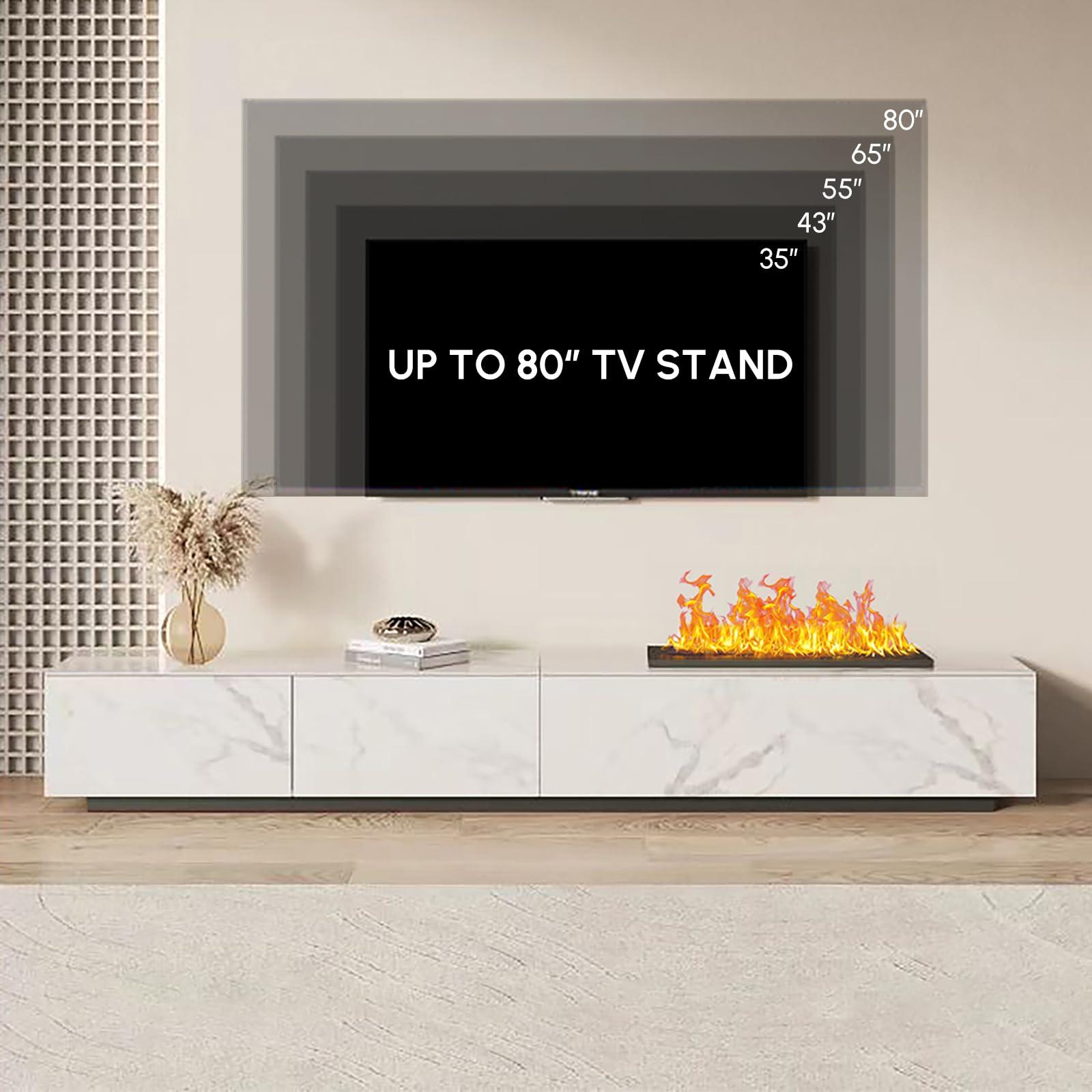 homary Homary Electric Fireplace TV Stand 78.7\" Faux Marble Entertainment Center with Humidifier Media TV Console with Remote Control for TVs Up to 75\" (White)