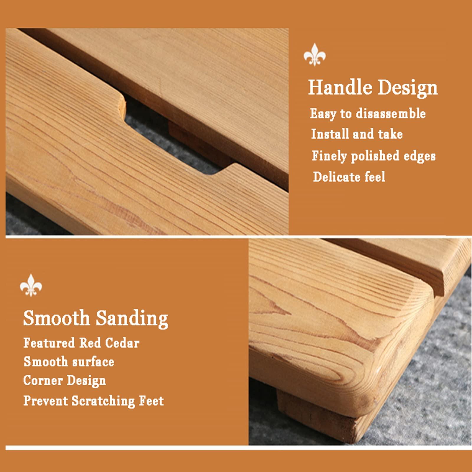 AQHZB Luxury Bamboo Mat Wood Shower Mat,Bamboo Bath Mat,Nature Bamboo Wooden Bath Mat,Bamboo Shower Mat,Non Slip Shower Tub Mat for Bathtub,Shower,Sauna,for Indoor Or Outdoor,70x90cm/28x36in