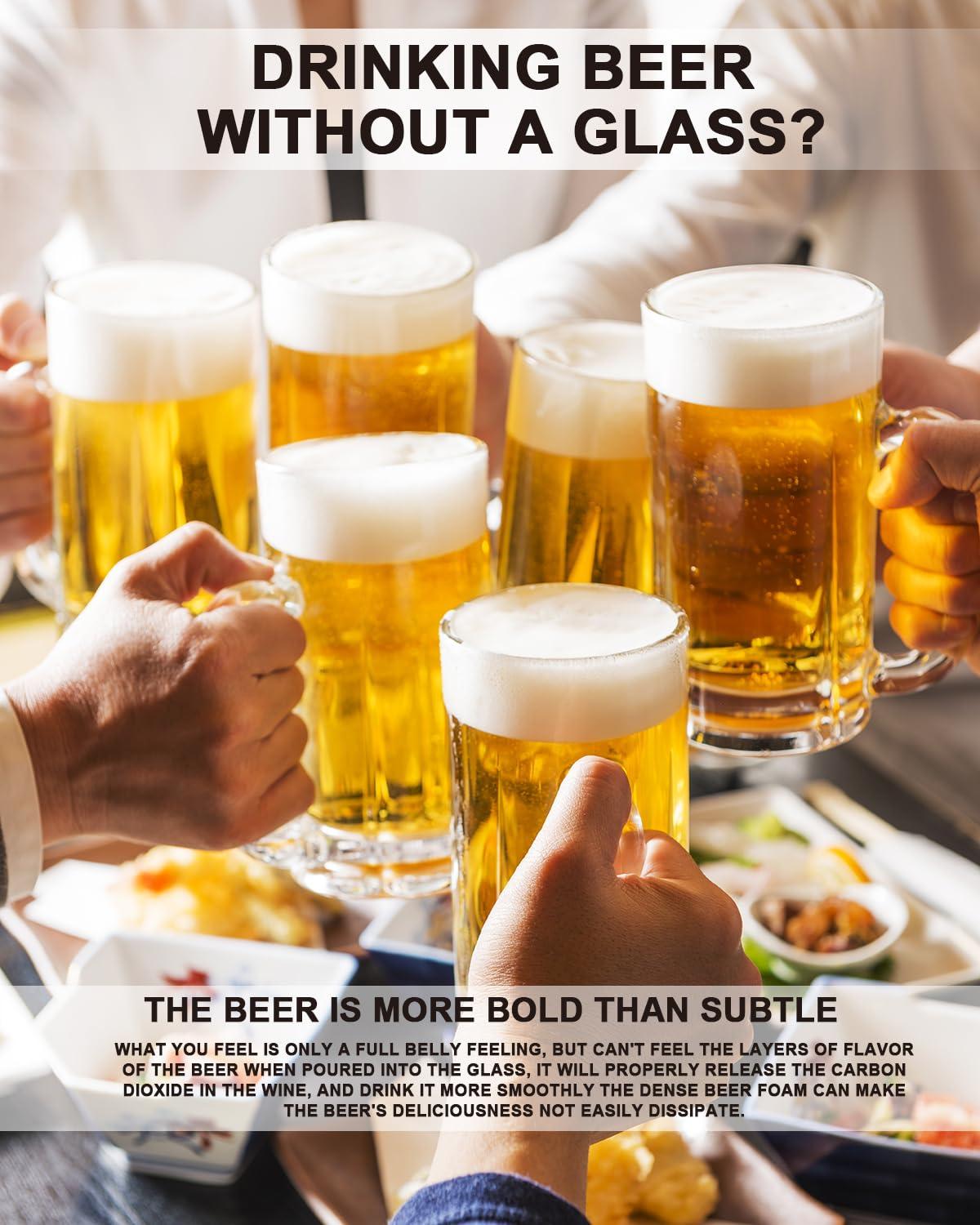 LUXU 38 OZ Beer Mugs,Heavy Large Beer Glasses with Handle,Classic Beer Mug glasses,Style Extra Large Glass Beer Stein Super Mug