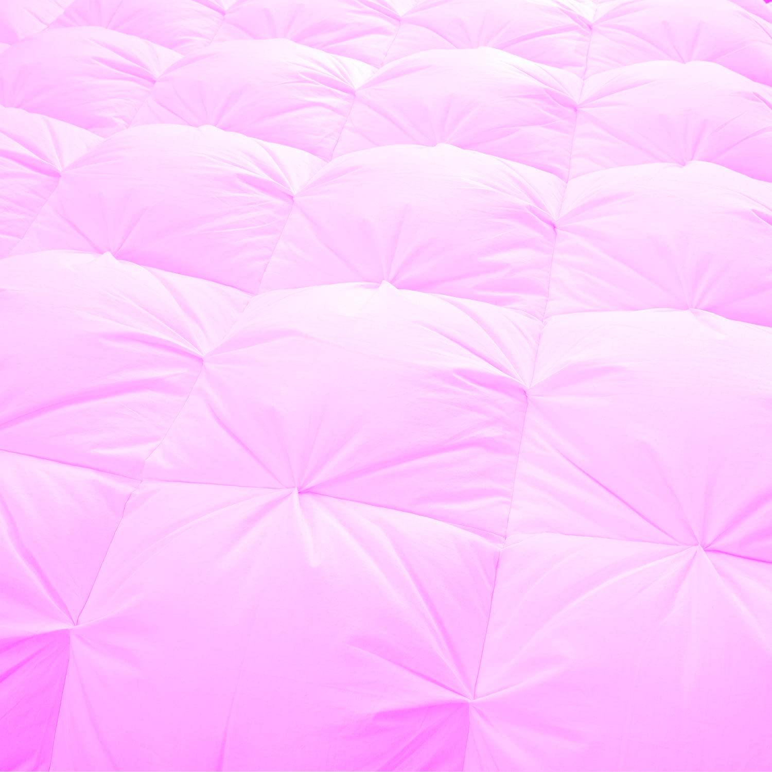The OutNeT Premium Quality - Oversized Full Size (82\" x 86\") Inches, 3pc Pinch Comforter Set - Ultra-Soft - All-Season Down Duvet Insert 500 GSM 800 Thread Count 100% Egyptian Cotton Cover - Pink Solid