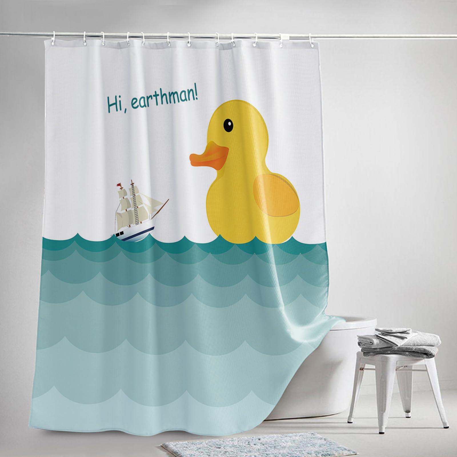 DOME-SPACE DOME-SPACE Shower Curtain for Bathroom,Washable Waterproof Cloth Shower Curtains Lovely Giant Rubber Duck Machine Washable Waterproof Fabric, 72X78 Inches