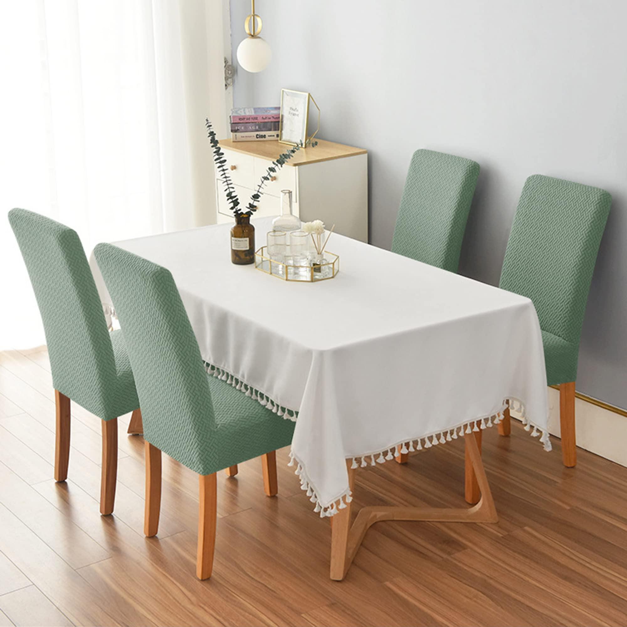 VIKAUL VIKAUL Set of 4 Chair Seat Cover Stretch Jacquard Chair Slipcover Washable Removable Chair Protector Dining Chair Covers for Dining Room Kitchen Banquet Hotel,Green