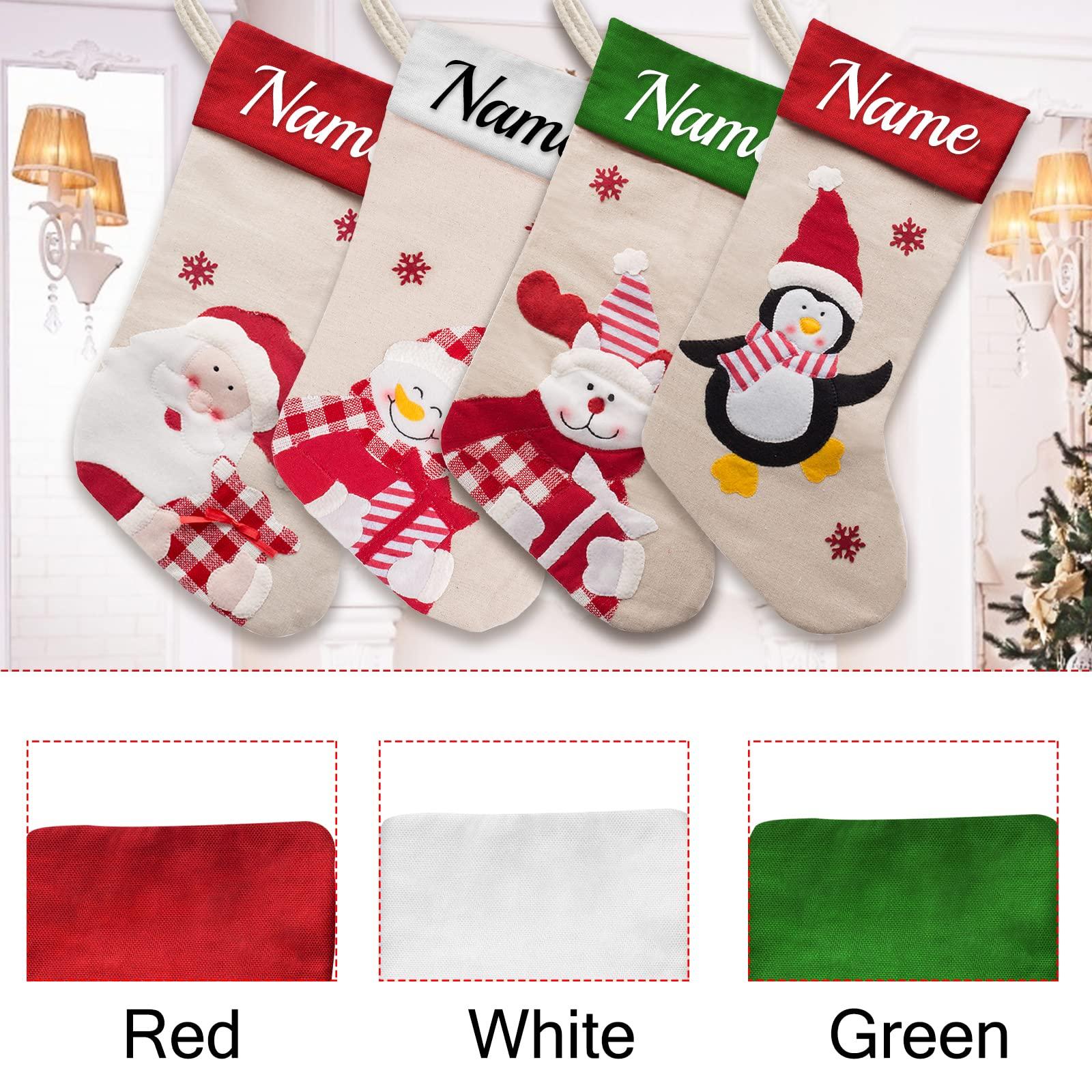 Westpearl Westpearl Christmas Stockings Personalized Set of 4 Custom Christmas Stockings Customized Xmas Stocking with Name Family Ornament for Xmas Holiday Decoration-White Mixed 4567