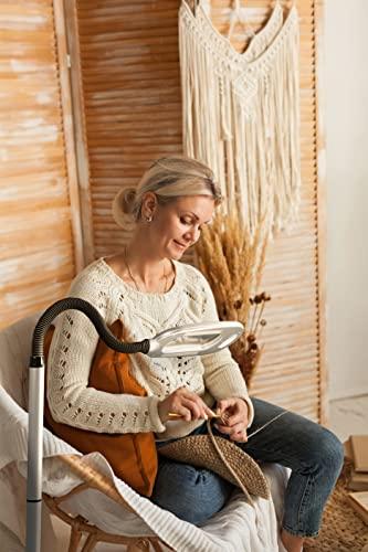 LIGHT IT! LIGHT IT! By Fulcrum, 20072-401 MultiFlex LED Floor Magnifier Lamp, Silver, Single pack