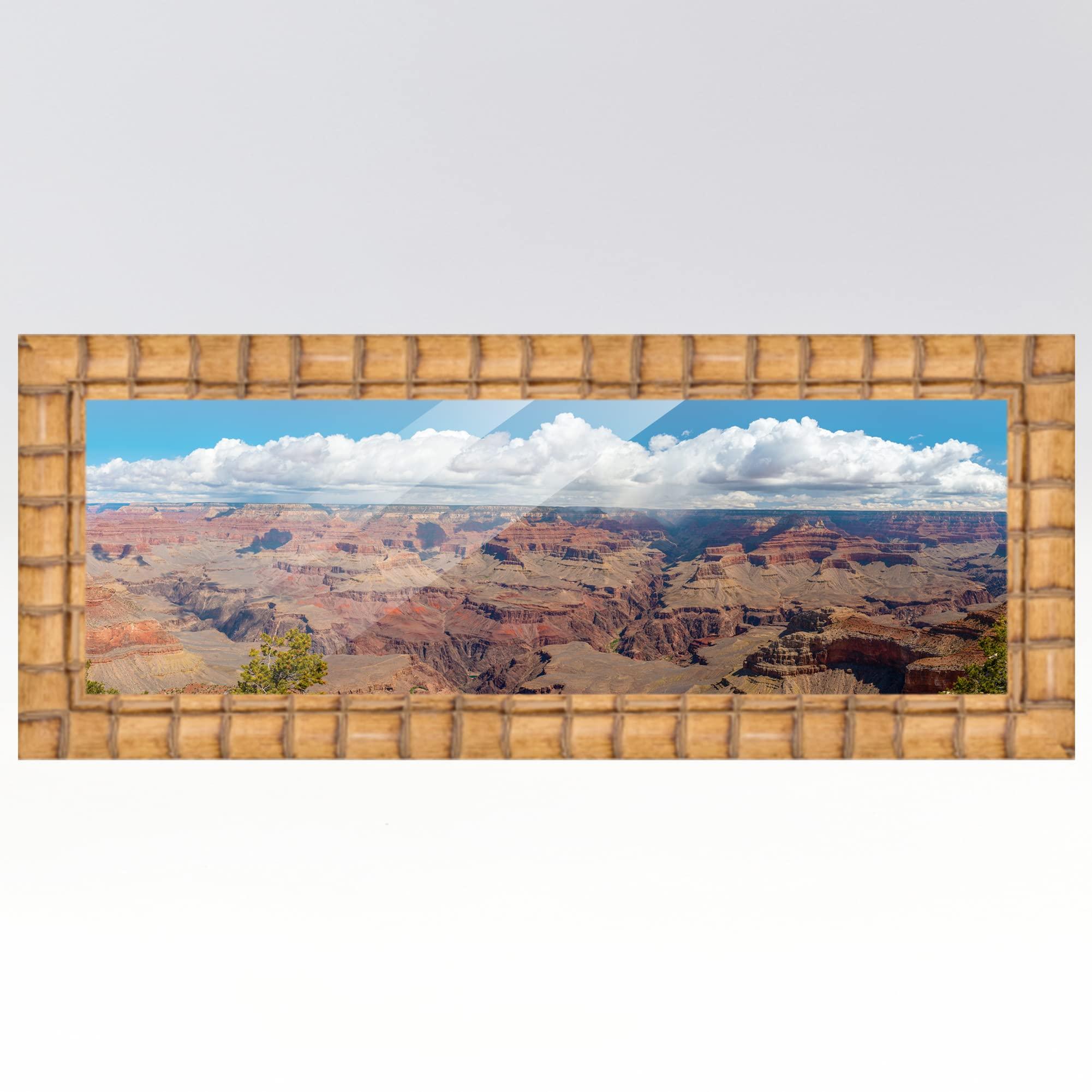 CustomPictureFrames.com 18x36 Frame Bamboo Natural Wood Beige Solid Wood Picture Frame | 3 Inch Moulding Width | Picture Frame Complete with UV Acrylic Plexiglass, Foam Board Backing & Hanging Hardware