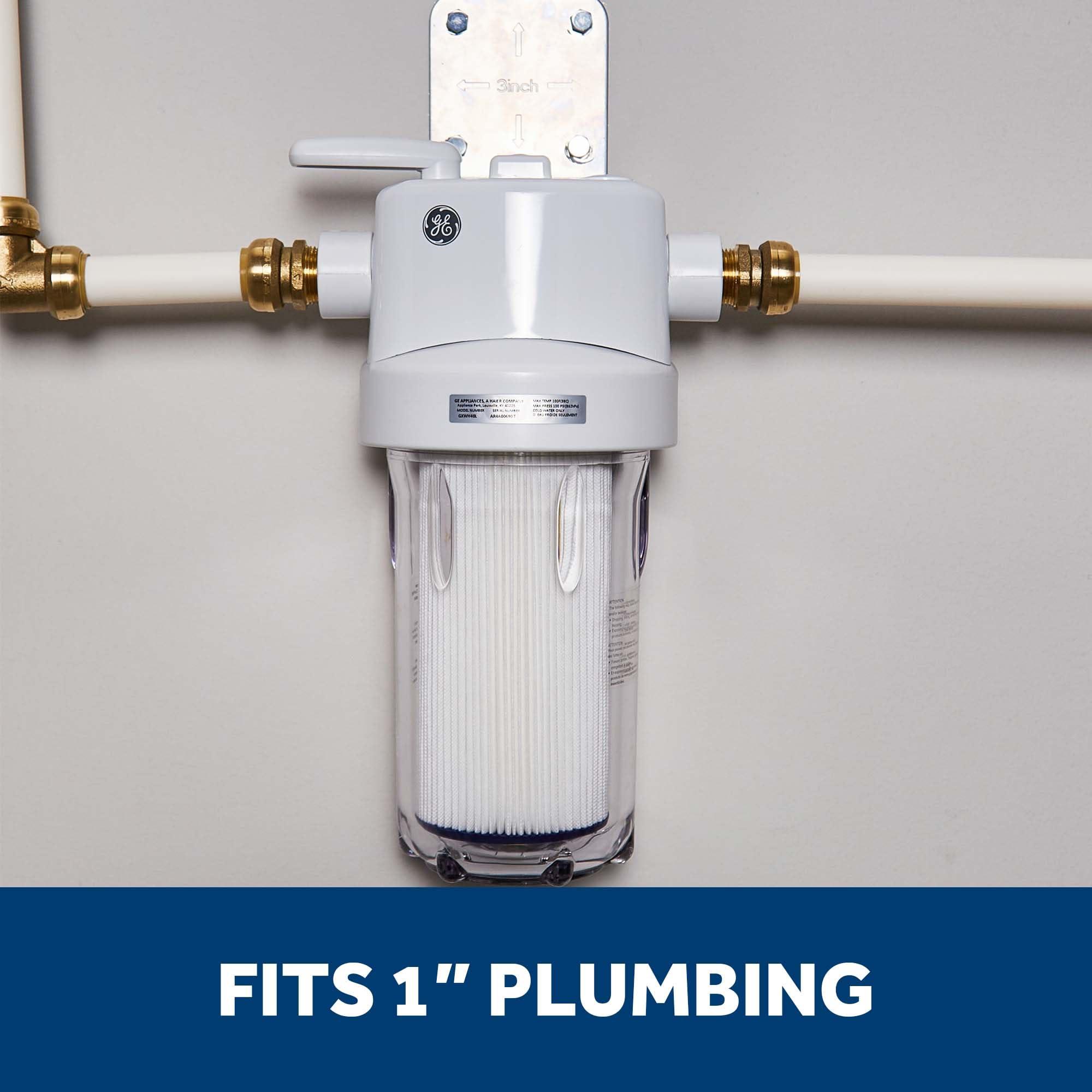 GE GE Whole House Water Filtration System | Reduces Sediment, Rust & More | Install Kit & Accessories Included | Filter Not Included | Replace Filters (FXHTC, FXHSC) Every 3 Months | GXWH40L