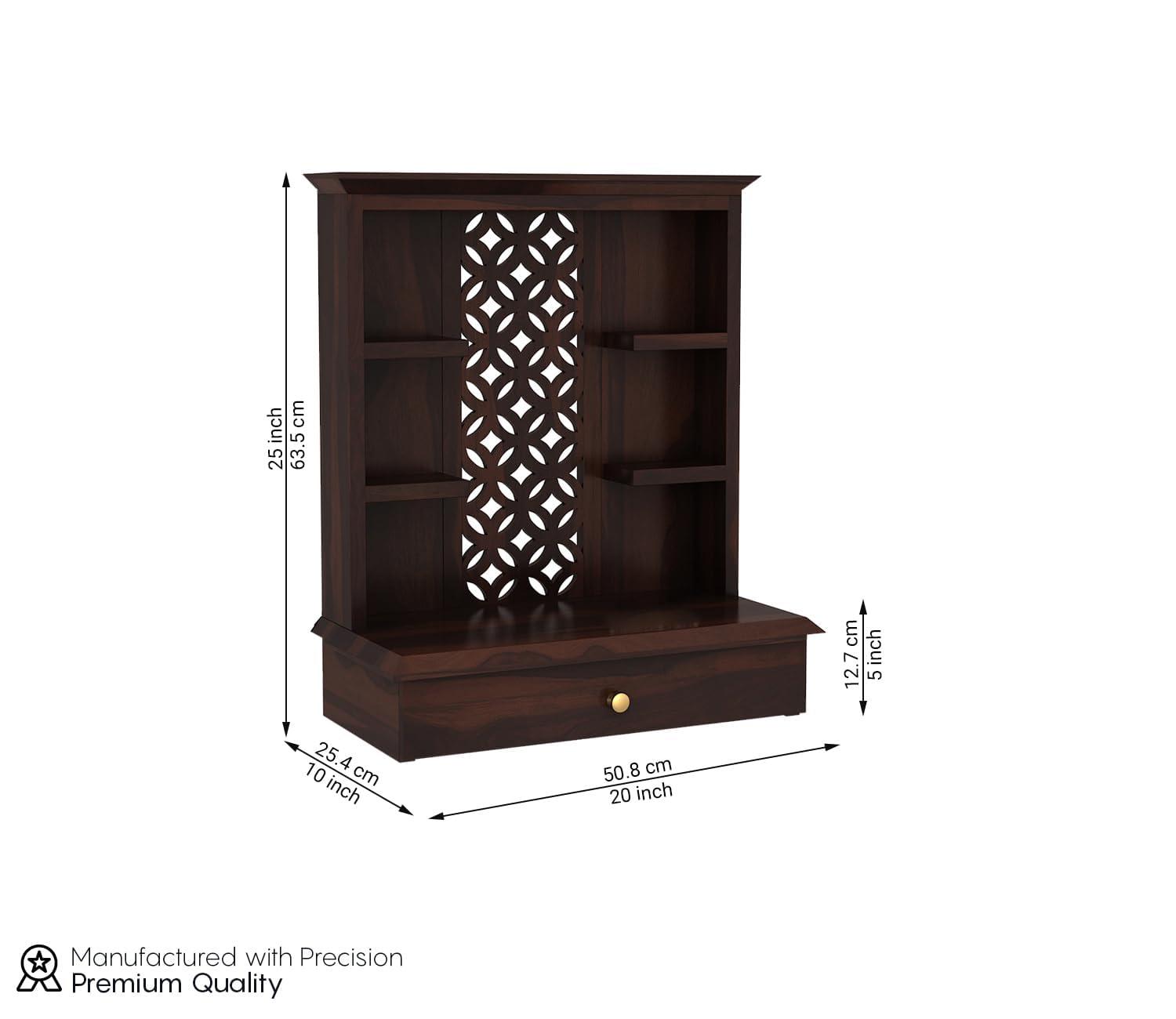 HomeLoft Basics Home Temple Wooden Puja Mandir Pooja Stand for Home and Office Wall Mandir for Home Temple for Home and Office (Walnut)