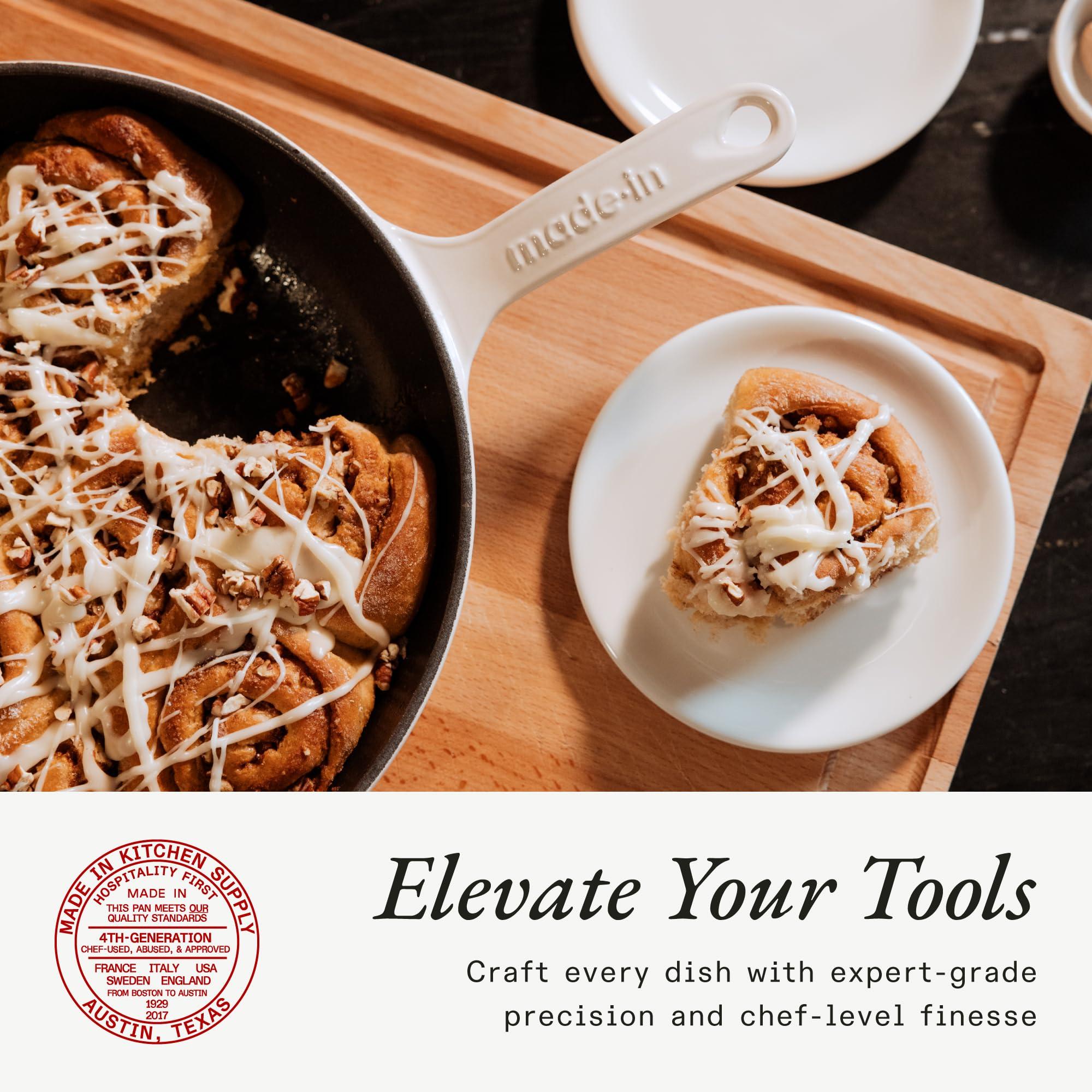 Made In Made In Cookware - Enameled Cast Iron Skillet - Antique White - Exceptional Heat Retention & Durability - Professional Cookware - Crafted in France - Induction Compatible