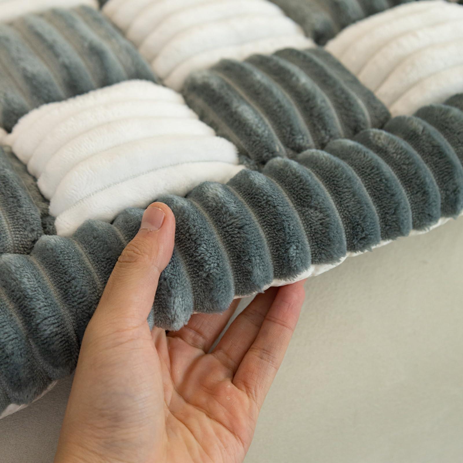 DECHEENG DECHEENG Funny Couch Cover Magic Sofa Cover, Fuzzy Waterproof Couch Cover for Dogs, Plaid Cream-Coloured Large Plaid Square Pet Mat, Bed Couch Cover Tatami Mat