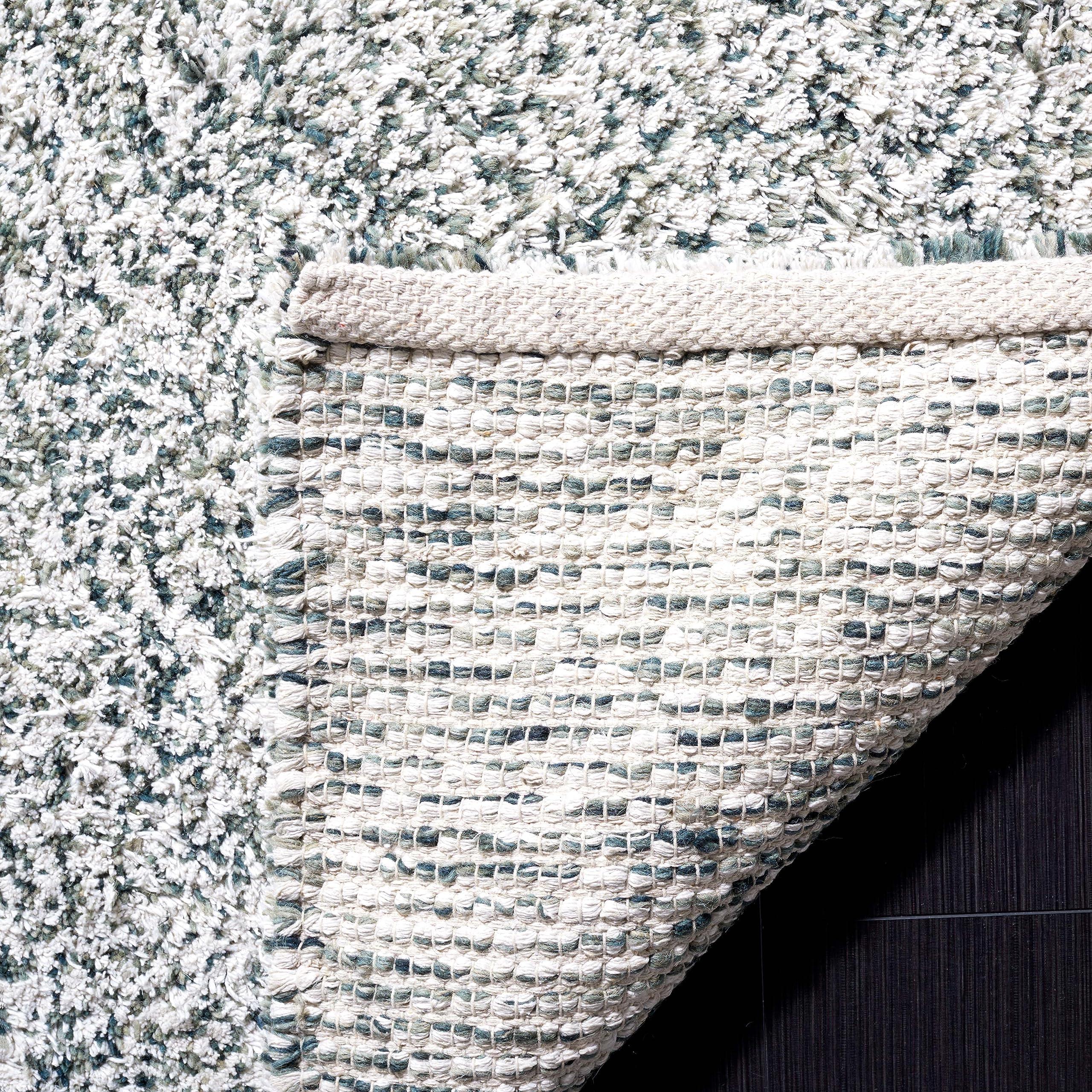 Safavieh SAFAVIEH Berber Collection Area Rug - 8' x 10', Ivory & Green, Transitional Design, Ideal for High Traffic Areas in Living Room, Bedroom & Dining Room (BRB101Y-8)