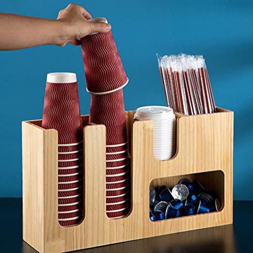 SwePer SwePer Coffee Condiment Organizer, Cup, Lid Holder, Coffee Station Organizer, 6 Compartments Condiment Rack Breakroom Accessories Caddy for Snack, Tea Bags, Disposable Cups,Stainless Steel Rack (Colo