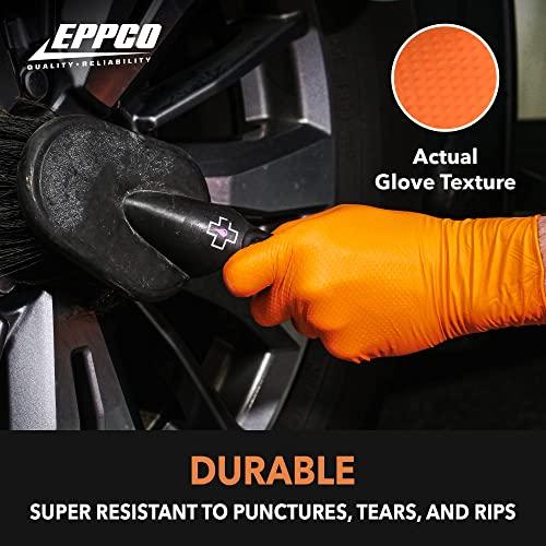EPPCO EPPCO TigerGrip 8-Mil Nitrile Glove Disposable Powder, Latex Free Textured Superior Grip Orange Gloves, XL, Box of 100