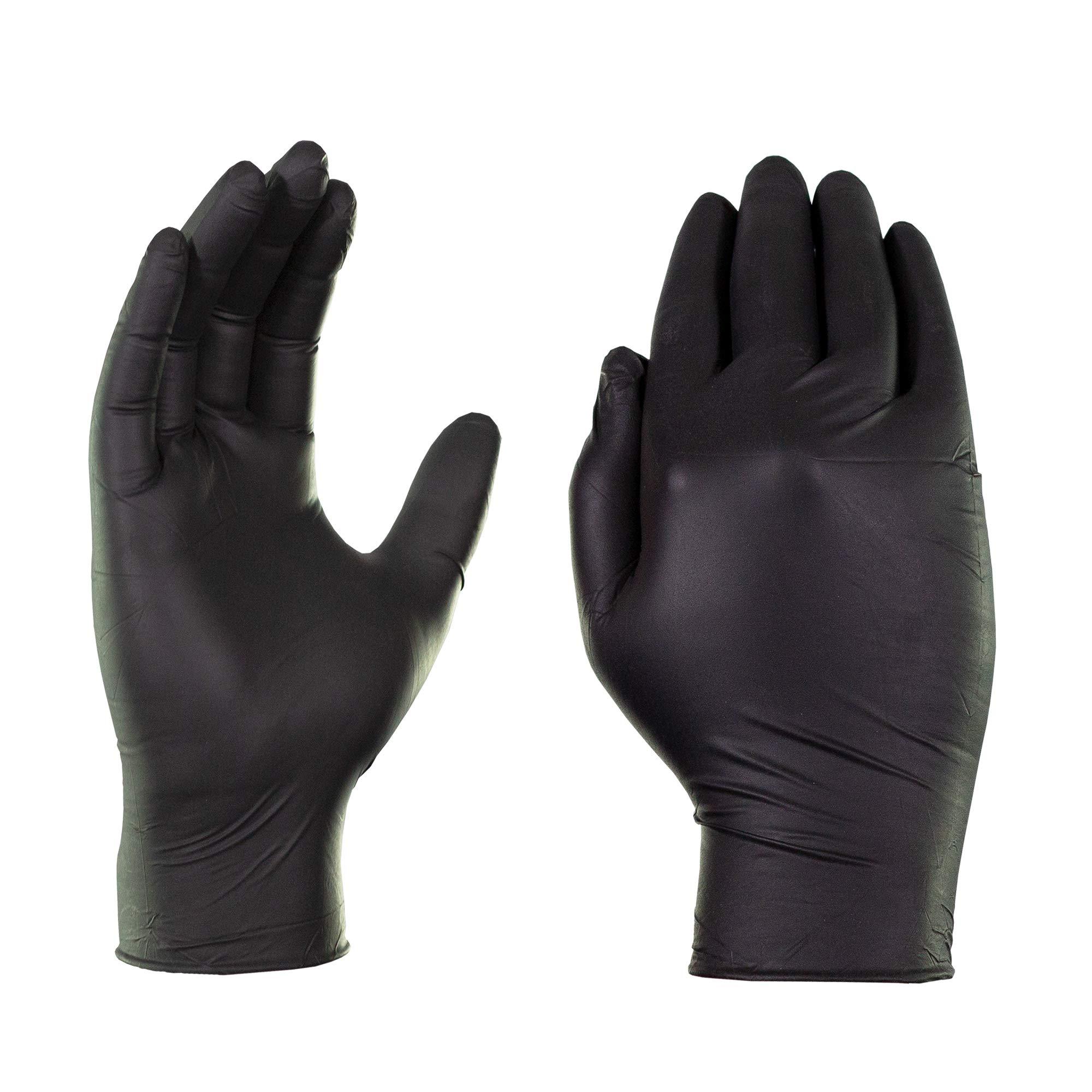 X3 AMMEX X3 Industrial Black Nitrile Gloves, Box of 200, 3 mil, Size Medium, Latex Free, Powder Free, Textured, Disposable, Non-Sterile, BX3D44100-BX