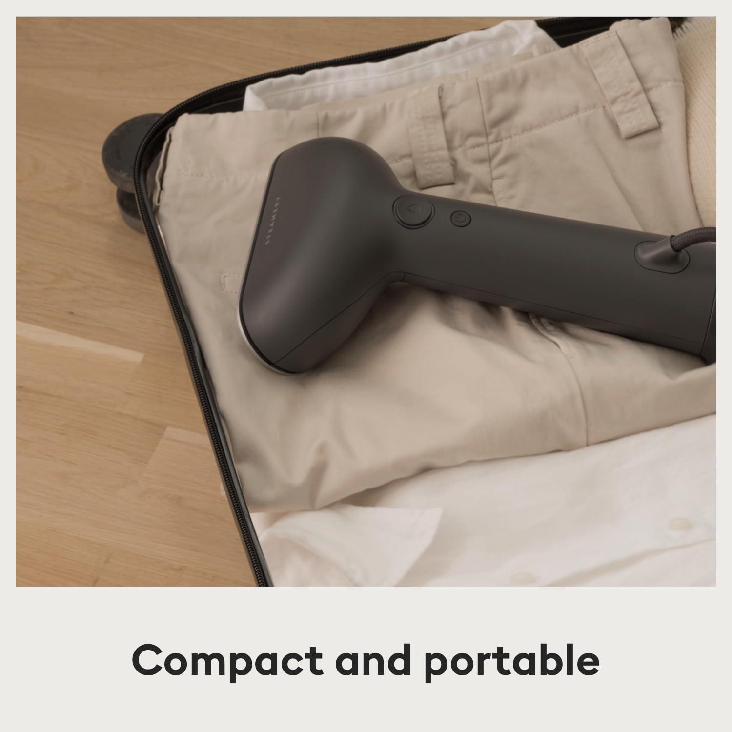 STEAMERY Steamery Handheld Clothes Steamer Cirrus 3, 1200W, US Plug, Heated Ironing Plate, Fast Heat Up, Garment Wrinkle Remover (Black)