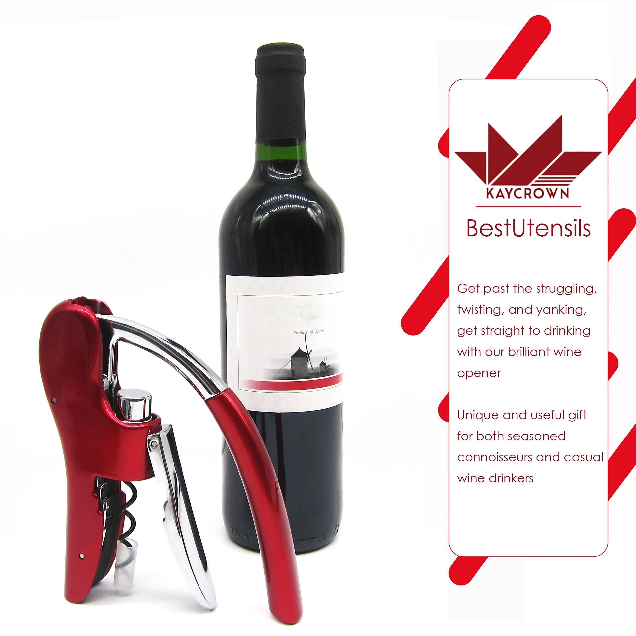 KAYCROWN KAYCROWN Wine Bottle Opener, Vertical Lever Corkscrew with Built in Foil Cutter Design, Manual Handheld Corkscrew with Ergonomic Lever Pump