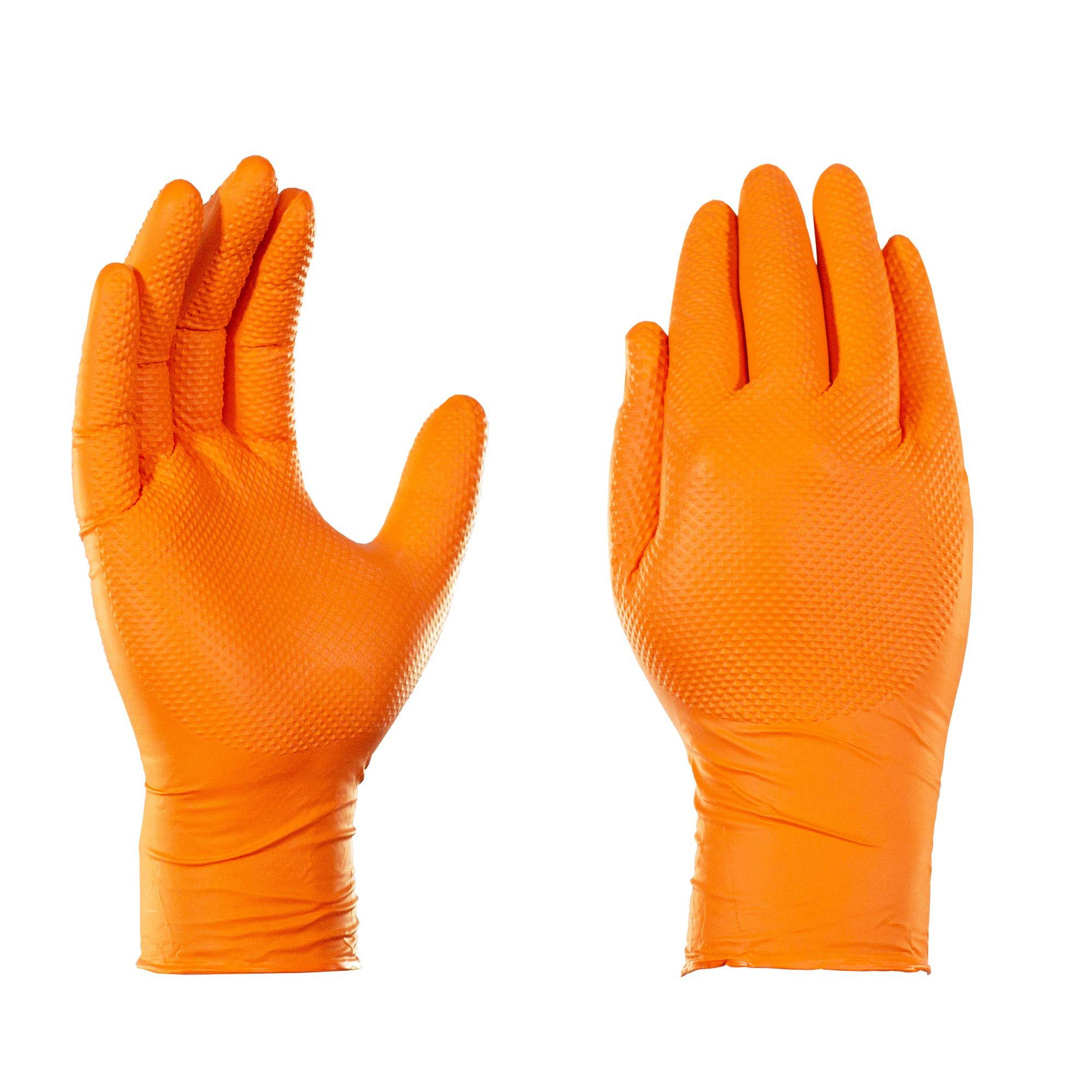 GLOVEWORKS GLOVEWORKS HD Orange Nitrile Industrial Disposable Gloves, 8 Mil, Latex-Free, Raised Diamond Texture, XX-Large, 2 Boxes of 100