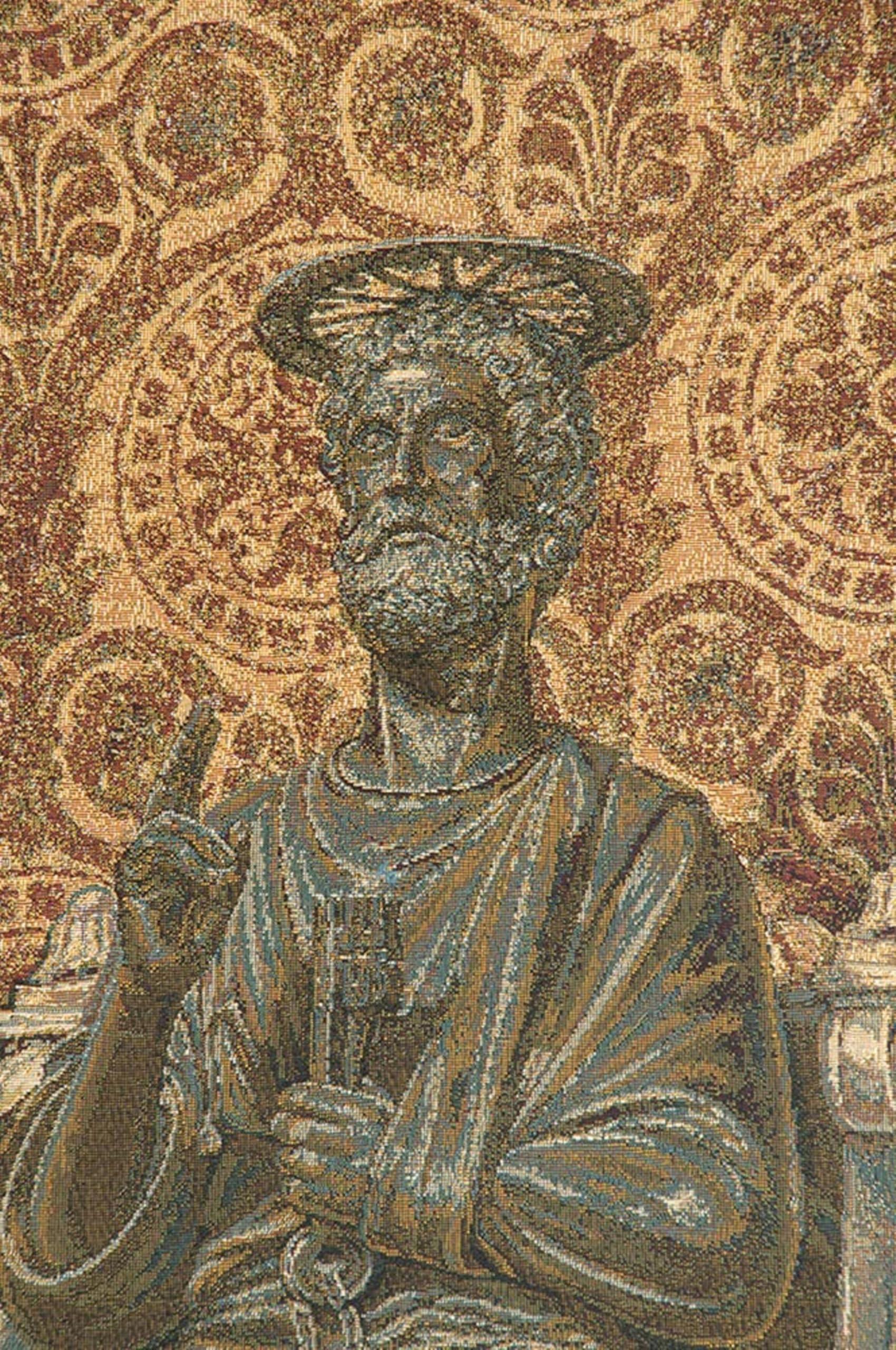 C Charlotte Home Furnishings Inc. Charlotte Home Furnishings Inc. Bronze Statue Of St. Pietro Italian Tapestry Wall Hanging 38 X 25 Inch Viscose Cotton And Polyester Blend Wall Art Perfect For Home Decor And Wall Decor