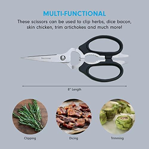 Messermeister Messermeister 8-Inch Take-Apart Kitchen Scissors, Black - Includes Screwdriver, Nut Cracker, Jar Lid Opener/Gripper, Bottle Opener & Bone + Twig Cutter - Suitable for Lefties & Righties