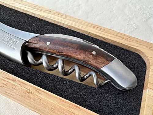 LAGUIOLE EN AUBRAC L Laguiole En Aubrac Sommelier Waiter\'s Corkscrew, Grapevine Wood Handle, Wine Opener With Foil Cutter & Bottle Opener, Stainless Steel Brushed Bolsters