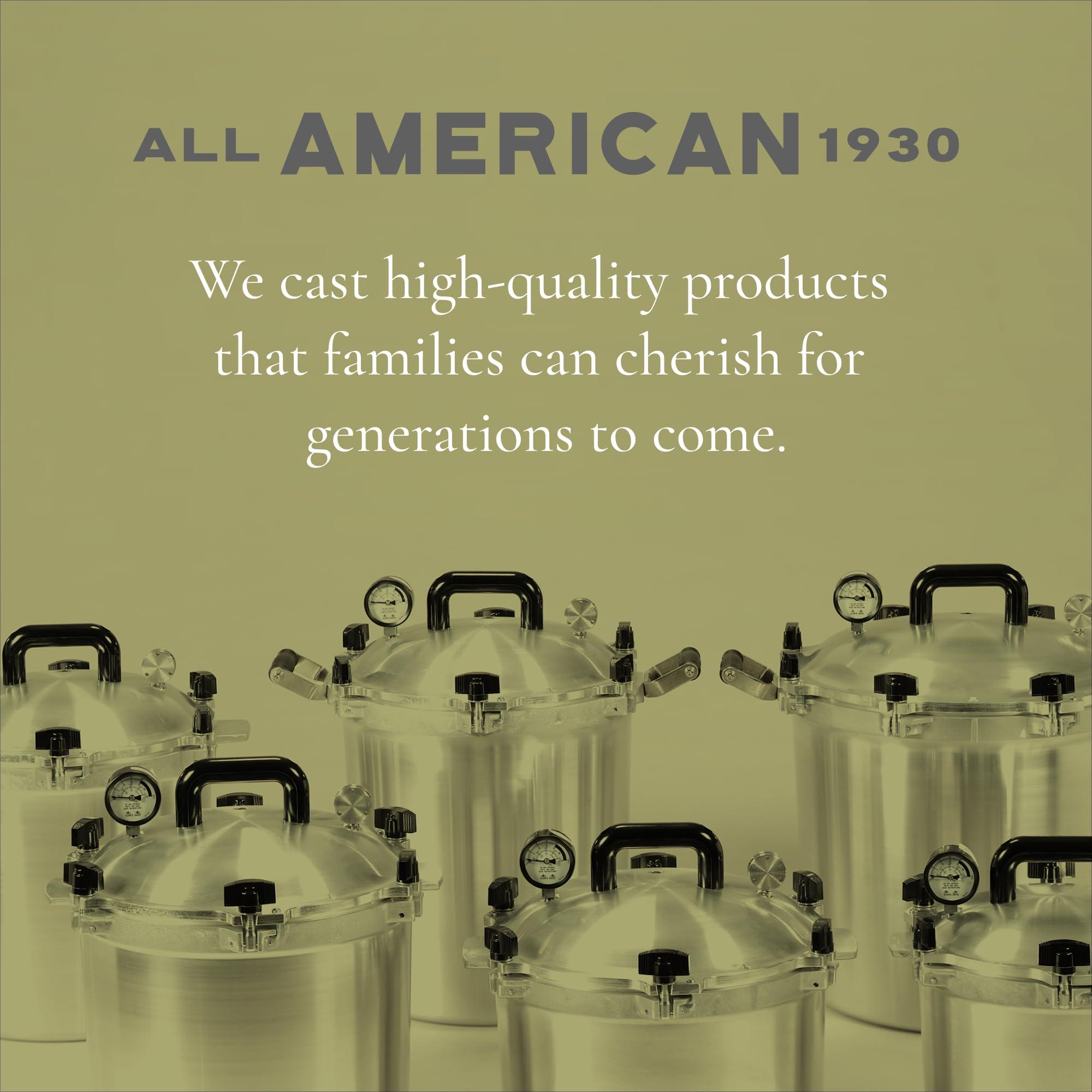 All American All American 1930: 30qt Pressure Cooker/Canner (The 930) - Exclusive Metal-to-Metal Sealing System - Easy to Open & Close - Suitable for Gas or Electric Stoves - Made in the USA