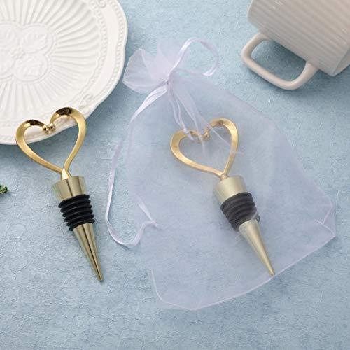 WeddPtyFr 24PCS Wedding Favor for Guests Wine Bottle Stoppers, Beverage Bottle Stoppers, Wedding Gifts for Guests for Party Supply Baby Shower Bridal Shower Favors by WeddParty (Gold Heart, 24)