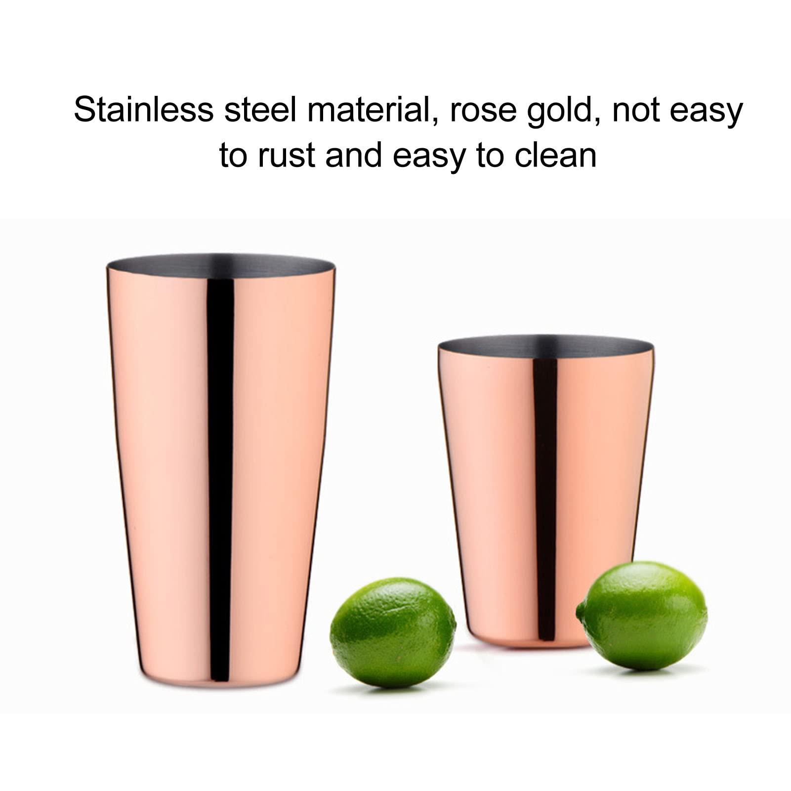 Yuecoom Boston Cocktail Shaker Set, Stainless Steel Rose Gold Glossy Surfaces Leakproof Boston Shaker Set for Drink Mixing