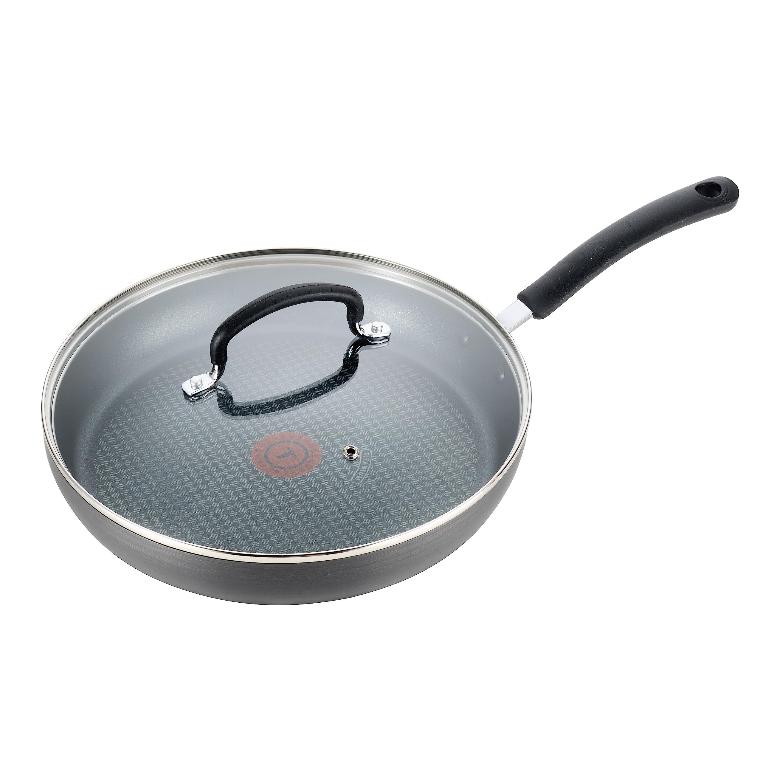 T-fal T-fal Ultimate Hard Anodized Nonstick Fry Pan With Lid 10 Inch, Oven Broiler Safe 400F, Lid Safe 350F, Cookware, Kitchen, Home, Versatile Frying Pan, Skillet, Pots and Pans, Dishwasher Safe, Black