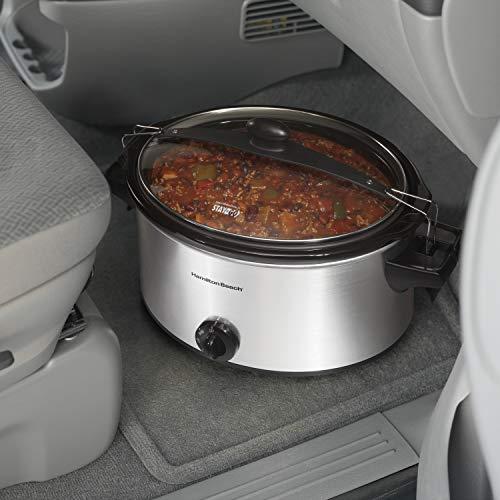 Hamilton Beach Hamilton Beach Stay or Go Portable 6-Quart Slow Cooker With Lid Lock, Dishwasher-Safe Crock, Silver (33262)