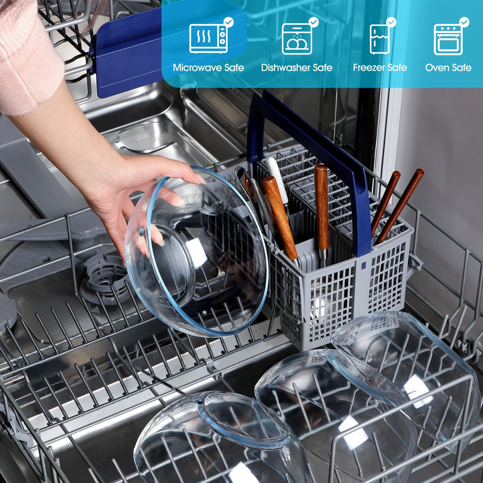 NUTRIUPS NUTRIUPS 7 Inch Medium Glass Prep Bowls, Tempered Glass Bowl Set of 4 Microwave and Oven Safe (7 inch, Set of 4)